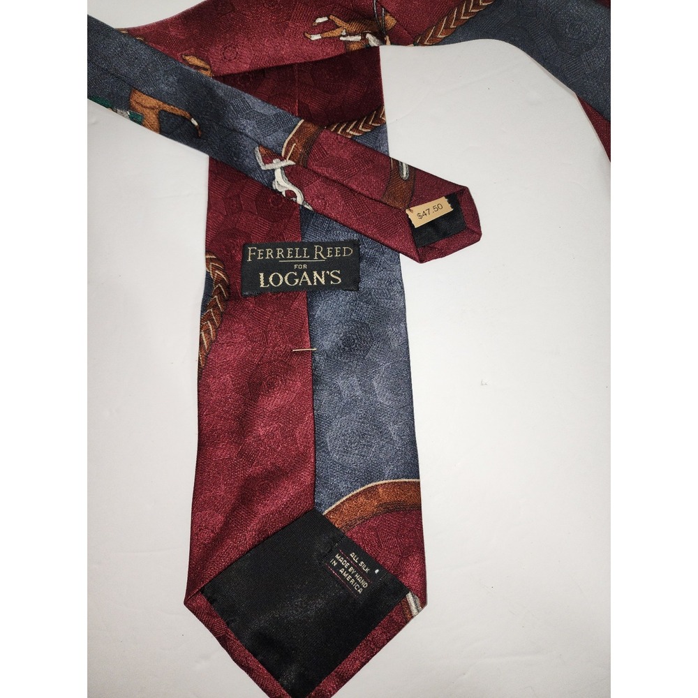 Vintage tie Ferrell Reed‎ for Logan's Derby horses mens silk - Picture 5 of 7